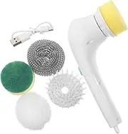 HEALSOPTHY Electric Cleaning Brush Cordless Power Scrubber Spinning Scrubber Brush for Cleaning Sponge White
