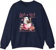 [X.Style] Ghost Book Girl Just a Girl who Loves Halloween and Books ds010 Sweater Navy XL