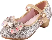 [LiUiMiY] Girls Princess Shoes Mary Jane Glitter Sequin Party Wedding Low Heel