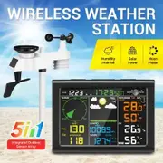 Maxkon Solar Powered Wireless Weather Station Rain Gauge Temperature Humidity Wind