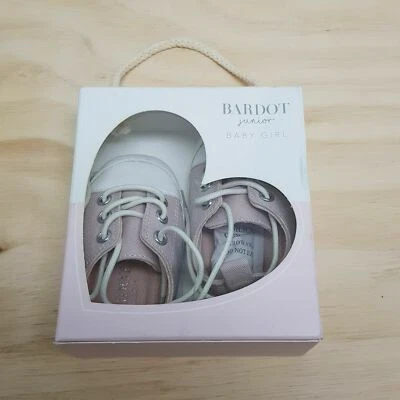 BARDOT Junior Baby Girl Size 6 - 12 Mths Pink Mini Baby Sneakers NEW IN BOX