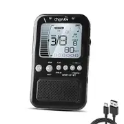 Universal Digital Metronome with USB Cable Volume Adjustable with Headphone Jack for Piano, Guitar, Flute, Violin, Drum and all other instruments, Black