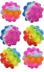 Set of 6 Pop Fidget Stress Balls in Assorted Colors