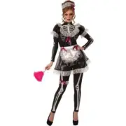 Glows In The Dark Skeleton Maid Costume Skeleton M/L Rubies Halloween Black