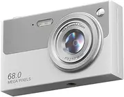 xioaue 4K Digital Camera WiFi Compact Camcorder 6800W Pixels 16x Zoom Dual Lens Selfie Cam 1080P Autofocus Photography White