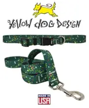 Yellow Dog Design CHRISTMAS Puppy Dog Collar or Leash Mistletoe Green XS S M L