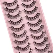 Eyelashes Russian Volume Strip Lashes Natural Wispy D Curly False Eyelashes Look Like Extensions 10 Pairs (HA027)