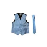 New Men's paisley Tuxedo Vest Waistcoat Necktie prom party Light Blue wedding