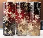 Christmas Red GoldSnowflake Tumbler 20oz Tumbler 20 oz Skinny Cup Mug Lid Straw