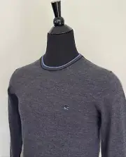New ETRO Men's Sweater M size Crew Neck Pullover Dark Gray Wool Knit Jumper