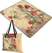 Yoogain Lake Day Essentials Sand Resistant Camping Floor Mat for Ground Summer Gift Roses Climbed The Wall Art 60x80in