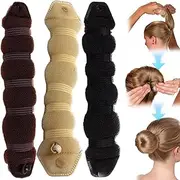 3Pcs Simple Braid Maker,Hair Bun Maker Hair Bun Roller Foam Sponge Bun Maker for Long Hair DIY Deft Bun Hair Bun Shaper Easy Snap-and-Roll Hair Bun Accessories for Women