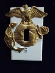 USMC WHITE/ GOLD Light Switch Cover