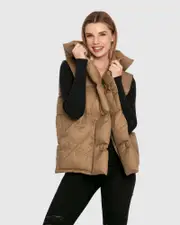 [Belle & Bloom] Over My Head Hooded Puffer Vest - Khaki