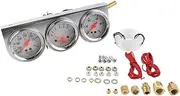 Triple Gauge Kit Oil/Volt/Water Gauge,2"/52mm Chrome Panel 3in1 Car Meter Oil Pressure Fahrenheit Water Temp Ammeter Triple Gauge Kit