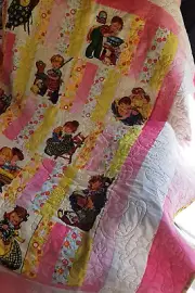 Playing Children Little Girls Handmade Patchwork Quilt