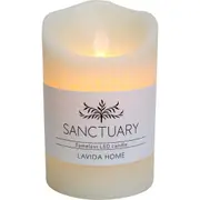 LVD Wax/Plastic Flameless LED Carved Pillar Candle Light Decor 14cm Small WHT