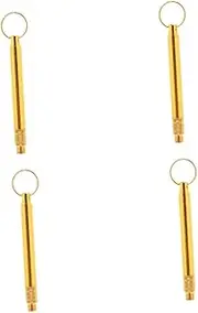 Beavorty 4pcs Keychain Brass Toothpick Lanyard Card Holder Phone Strap Phone Lanyard Mini Toothpick Case Pocket Holder Id Card Holder Retractable Badge Travel Toothpick Golden Copper
