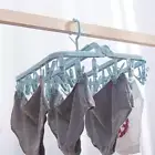 - 32 Clips Folding Clothes Hanger Windproof Sock Dryer Underwear Drying Rack(Blu