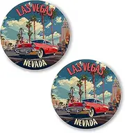 [No Thorns Media] Las Vegas Nevada 2 Pack Pinback Buttons 2.25" Fun Pins for Clothes, Backpacks, Hats, and Jackets - Cartoon, Retro, and Punk Style Lapel Badges, Slogans, and Party Pins ID45000, Metal, no gemstone