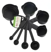 Measuring Cups & Spoons Set Plastic Kitchen Utensil Baking Tool Wet Dry 8Pcs New