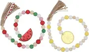 VINTORKY 2pcs Lemon Watermelon Pattern Bead String Tassel Wall Hanging Home Decor for Room