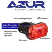 Rear Light AZUR Star Tail Light USB Rechargeable 25 Lumens
