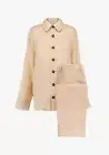 Sleeper Azure Two Piece Linen Pajama Set Top With Pants One Size 1 Beige