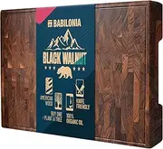 American Black Walnut Cutting Board (ExtraThick 1.7"), Premium Quality & Professional Butcher Block. Heavy Duty End Grain Wood Chopping Board (Oil Bottle & Plate Included)