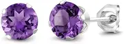 [Gem Stone King] Sterling Silver Round Purple Amethyst Women's Stud Earrings 6mm 1.50 Carat Total Weight