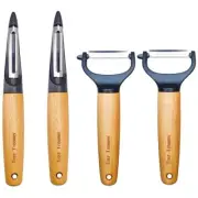 4 Pack Vegetable Peelers for Kitchen, Y Wooden Potato Peeler Set for Apple