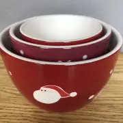 Christmas Nesting Bowls - Santa Faces & Reindeers - 6" & 5" & 4" Cute - 3 Piece
