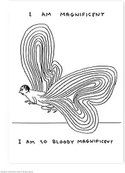 [Brainbox Candy] Funny Humorous Official David Shrigley 'I Am Magnificent' Postcard