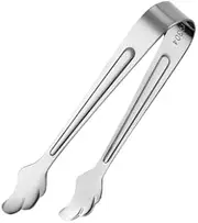 Silver Color Silicone Handle Stainless Steel Ice Claw Tongs for Serving Appetizers, Kitchen, Buffet, and Bar Use (Silver)