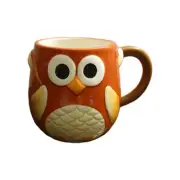 Harry & David Owl Coffee Cup Mug Red, Big Eyes Whimsy Forest Animal 4" #44B5
