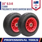 2Pcs 16" 6.5-8 Wheelbarrow Wheel Cart Trolley Barrow Trailer Spare 25mm Bore