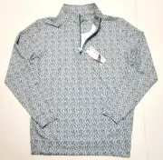 New $135 Genteal Quarter Zip Pullover Men SMALL S Blue ABSTRACT Polyester Bamboo