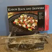 Kabob Rack and Six Skewers 14" Long BBQ Grilling Charcoal Companion Never Used