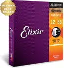Elixir 16052 Nanoweb Phosphor Bronze Acoustic Guitar Strings Light .012-.053