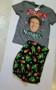 Men's Elf Brand Son of a Nutcracker 2 Piece Sleep Pajamas Set Size Large