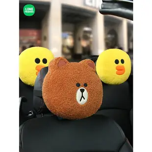 LINE FRIENDS正版 熊大 莎莉 兔兔車內座椅枕頭 汽車頭枕 車用枕 可愛車用靠枕