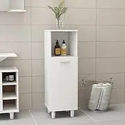 White Bathroom Vanity Cabinet 30x30x95 cm - Engineered Wood for Modern Bathrooms, Floating Wall Mount Design, with Door Handle, Easy Assembly Required