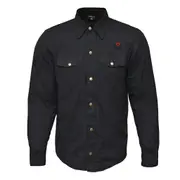 RIDERACT® Men Flannel Motorcycle Shirt Classic Plain Black Riding Shirt