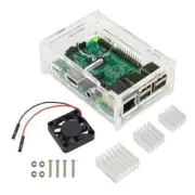 Fully Vented Acrylic Cover Case with Cooling Fan Heatsinks for Raspberry Pi 3