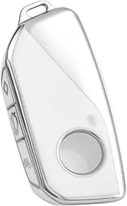 for BMW Key Fob Cover, Soft TPU Protection Key Case Compatible with 2023 2024 BMW 7 Series 740 760i X1 X5 X6 X7 XM I5 I7 IX Smart Remote Car Key Accessories (Silver White)