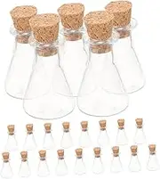 HOLIDYOYO 24Pcs Tiny Glass Wishing Bottles with Cork Lids Clear Jars for Crafting Versatile Use as Decor Storage Chic Accessories for Events and