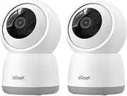 ieGeek 2K Indoor Security Camera, 5G/2.4G WiFi Pet Cameras for Home Security, 360° Dog Cam w/Auto Tracking, Smart Motion Detection, Phone App, Baby Monitor, 3MP Night Vision, Works with Alexa(2 Pack)
