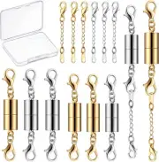 8 Pieces Magnetic Jewelry Clasps for Necklace Closures Screw Gold, Silver