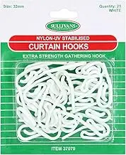 Sullivans Nylon Gathering Curtain Hooks 25 Pieces, 32 mm Size
