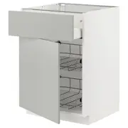 METOD / MAXIMERA base cab w wire basket/drawer/door, white/Havstorp light grey, 60x60x80 cm